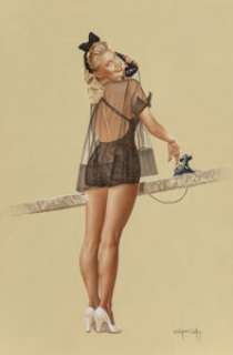 Gennadiy Koufay (Russian, b. 1961) Joan Caulfield, 2012 Airbrush on board 29-1/2 x 19-1/2 inches (74.9 x 49.5 cm) Si...