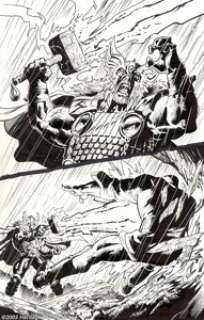 Kieron Dwyer and Rick Remender - Original Art for The Mighty Avengers #60, page 7 (Marvel, 2003). Thor leads the -