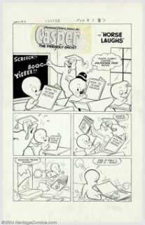 Marty Taras - Original Art for Casper #19, Complete 5-page Story "Horse Laughs" (Harvey, 1954). -