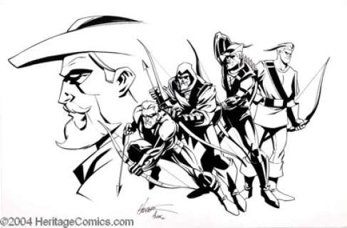 Phil Hester and Ande Parks - Green Arrow Illustration Original Art (2001). Hester and Parks -- the regular art -