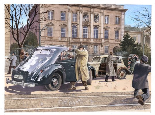 Marek Szyszko | Zamach na Kutscherę, ilustracja | Galeria Komiksu