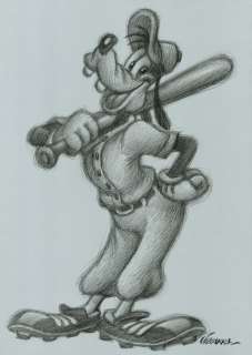 Joan Vizcarra - Goofy, The Baseball Player - Original Drawing - Pencil on Paper | Catawiki
