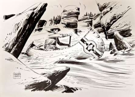 Fernando, Fusco - 1 Original drawing - Tex e il sogno continua... - "Nelle rapide del Cavallo Bianco" | Catawiki