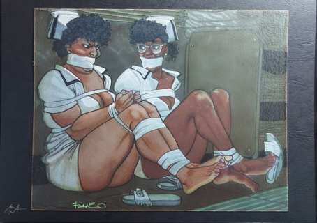 Saudelli, Franco - 1 Original colour drawing - Bondage - 2005 | Catawiki