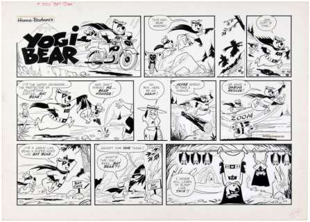 "YOGI BEAR" AS BATMAN ORIGINAL SUNDAY PAGE ART. | Hake’s