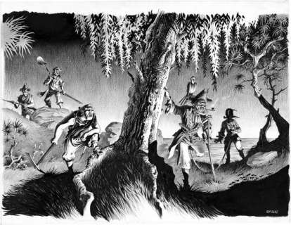 Riff Reb‘s - L‘Arbre au squelette, illustration originale - L‘Île au trésor