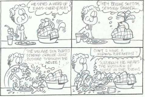 Davis, Jim - 1 Original preliminary page - Garfield - Sunday comic art - 1990 | Catawiki