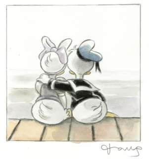 Tony Fernandez - Donald Duck, Daisy & the Sea - Original Painting - No Reserve!! | Catawiki