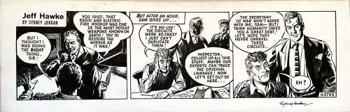 SIDNEY JORDAN - Original strip for Jeff Hawke. H2723. Ink. Signed. Mint. Code 9253.