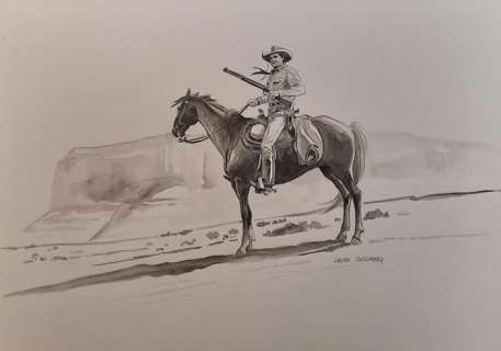Zuccheri, Laura - 1 Original drawing - Tex - On horse - 2025 | Catawiki