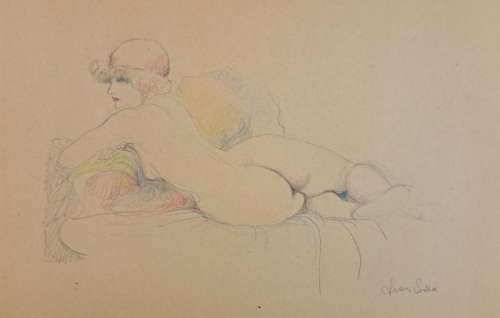 Frollo, Leone - 1 Original colour drawing - Nuda sul Divano | Catawiki