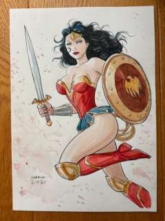 Marini, Enrico - 1 Original colour drawing - Wonder Woman - 2021 | Catawiki