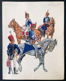 Funcken | Illustration originale Ã  la gouache (p.107) pour " L’ Uniforme & les Armes des Soldats du 1er Empire vol.1 "  - (1968) | Catawiki