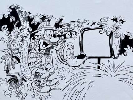 Seron - 1 Original drawing - Les Petits Hommes - les Petits Hommes et les Hommes Singes - 1984 | Catawiki