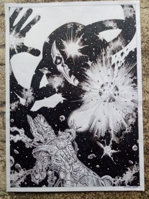 Comolo, Giorgio - 1 Original drawing - Galactus vs eternity | Catawiki