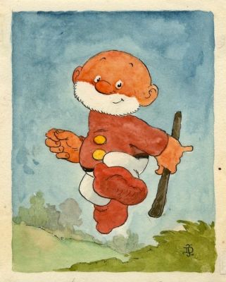 Dulieu, Jean - 1 Original colour drawing - Paulus de Boskabouter - Paulus is vrolijk en heeft er zin in - begin jaren 1960 | Catawiki