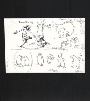 Dulieu, Jean - 1 Original drawing - Paulus de Boskabouter - Studie voor Paulus de Boskabouter - Paulus, Eucalypta Oehoeboeroe en Mol - 1979 | Catawiki