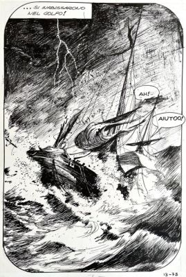 Manara, Milo - 1 Original page - Il Vascello Fantasma - splash page - 1970 | Catawiki