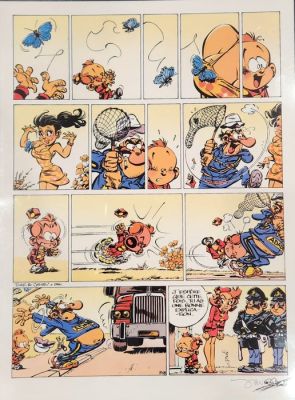 Janry / De Becker, Stéphane - 1 Mise en couleur originale + calque - Le Petit Soirou - Gag #318 | Catawiki