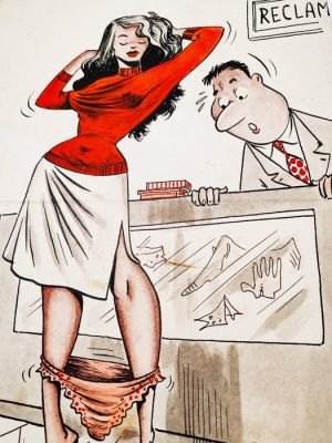 Bortolato, Mario (Bort) - Original drawing - Vignette Umoristiche Sexy - "Reclami" ..Ecco! ..Vede cosa succede ogni volta che alzo le braccia? - 1946 | Catawiki