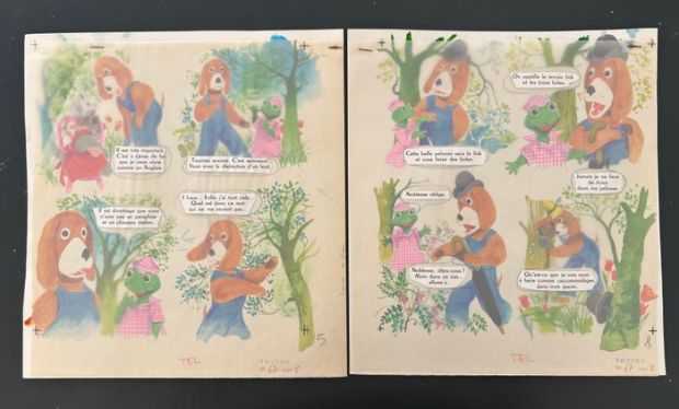 Oulié, Andre - 2 Original colour page + calques texte - Toutou tonnelier n°67 - 1970 | Catawiki