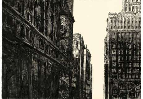 Nicolas de Crecy (Né En 1966) Wall Street Sur Grôsne - Rue noire et or