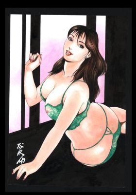 Narisawa, Isao - 1 Original colour drawing - Young girl in underwear | Catawiki