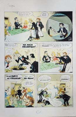 Gen-Clo (Chebille, Claude) - 1 Original colour page - Les Pieds Nickelés - Les Pieds Nickelés sculpteurs - 1975