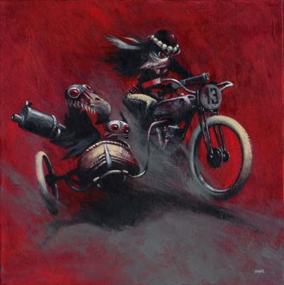 Cromwell - Illustration originale ?La Bonne, la Brute et le Truand en Side-car?, réalisée pour une affiche de concert, 2011