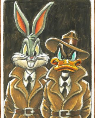 Vizcarra Bugs Bunny et Daffy Duck : Inspecteurs privés - Hand Signed Original Gouache Artwork | Catawiki