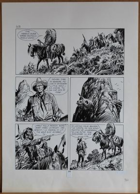 Jose Ortiz | Tavola originale per MAXY TEX 11 ‘Il cacciatore di fossili’. Cm. 36,5 x 51. SBE 1997. Pag 312. | Art e Fumetto