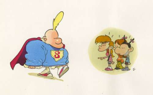 Titeuf - Super-Titeuf Encres de couleur sur papier. 8 x 14 cm | Tessier Sarrou