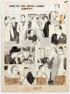 William E. Hill Around the Hotel Lobby/The Hill Page Sunday Comic Strip Original Art dated 2-6-49 (News - | Heritage