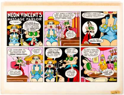 Skip Williamson Neon Vincent’s Massage Parlor Monthly Comic Strip Original Art (Playboy Enterprises, 1983). - | Heritage