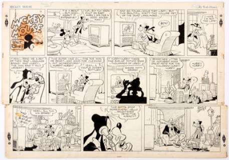 Manuel Gonzales (attributed) Mickey Mouse Sunday Comic Strip Original Art dated 8-5-51 (Walt Disney, 1951). -