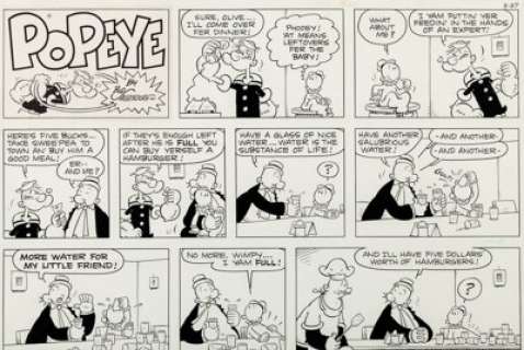 Bud Sagendorf Thimble Theatre starring Popeye Sunday Comic Strip Original Art (King Features Syndicate, c. 1973-84... | Heritage