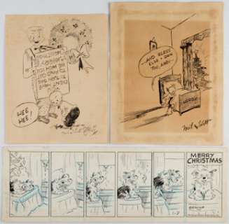 Walter Berndt and Edwina Dumm Smitty and Cap Stubbs and Tippie Original Christmas Comic Art Group of 3... (Total: 3 Original Art)