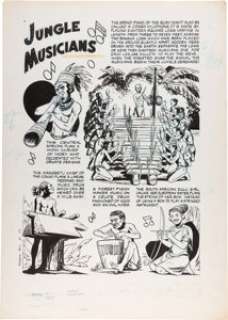  - Mike Arens Edgar Rice Burroughs‘ Korak, Son of Tarzan #11 Complete 1-Page Story "Jungle Musicians" Original Art (G...