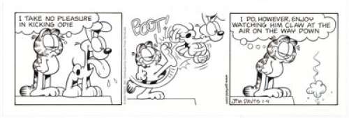 Jim Davis Garfield Daily Comic Strip Original Art dated 1-4-00 (PAWS/Universal Feature Syndicate, 2000).... | Heritage