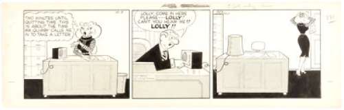 Pete Hansen Lolly Daily Comic Strip Original Art dated 10-3-55 (Chicago Tribune, 1955)....