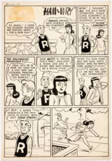 Harry Lucey and Samm Schwartz Archie’s Girls Betty and Veronica #25 Complete 5-Page Story "Ham on Wry" Original Ar... (Total: 5 Original Art) | Heritage
