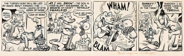 Lot 163 - Walt Kelly, (1913-1973), Pogo, Thanksgiving turkey hunt. 1949. | Swann Galleries