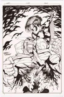 Bart Sears Spider-Woman #4 Cover Original Art (Marvel Comics, 1999). A tense moment between Spider-Woman (Mattie - | Heritage