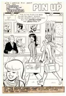Dan DeCarlo Archie’s Girls Betty and Veronica  #171 Pin-Up Original Art (Archie, 1970). Veronica has high praise - | Heritage