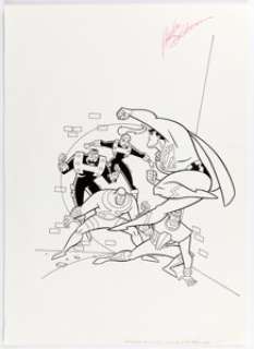 Mike DeCarlo Superman: No Escape Cover Original Art (DC, 1990s). Superman confronts the Parasite, Brainiac, Jax-Ur -