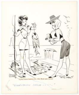 Don Flowers Glamour Girls Daily Comic Strip Original Art dated 7-23-65 (King Features Syndicate, 1965). Caption: -