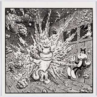 Jim Woodring - Frank Illustration Original Art (c. 1990-2000s). Something is making a powerful mess on this - | Heritage