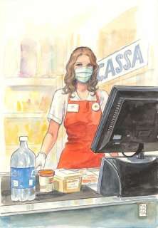 Milo Manara | “Caissière”?Aquarelle sur papier 25 x 36 cm | Tessier Sarrou