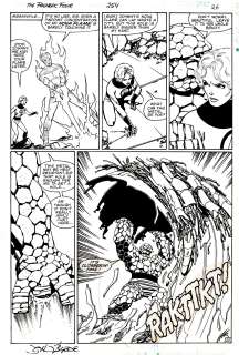 John Byrne - Fantastic Four #254 P 20 (The Thing Screams: It‘s Clobberin Time in Action with Invisible Woman & Torch!) 1983