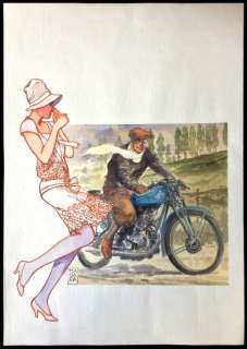 Manara, Milo | Dessin original  - Femme et motard | Catawiki